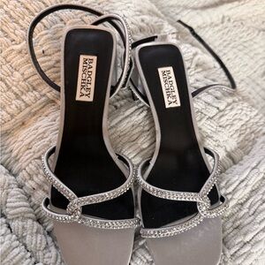 Badgley Mischka Silver Strappy Heels